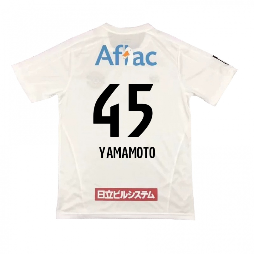 Gyermek Ota Yamamoto #45 Fehér Fekete Idegenbeli Jersey 2024/25 Mez Póló Ing