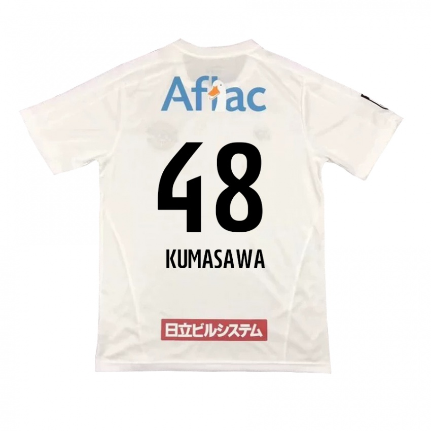 Gyermek Kazuki Kumasawa #48 Fehér Fekete Idegenbeli Jersey 2024/25 Mez Póló Ing