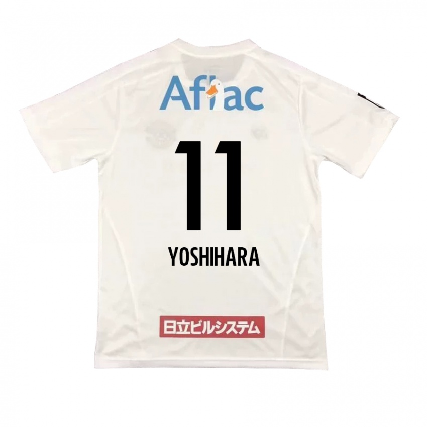 Gyermek Futo Yoshihara #11 Fehér Fekete Idegenbeli Jersey 2024/25 Mez Póló Ing