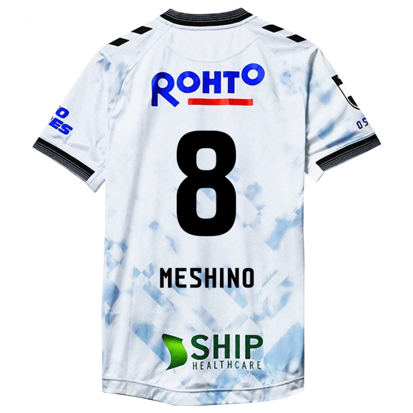 Gyermek Ryotaro Meshino #8 Fehér Fekete Idegenbeli Jersey 2024/25 Mez Póló Ing