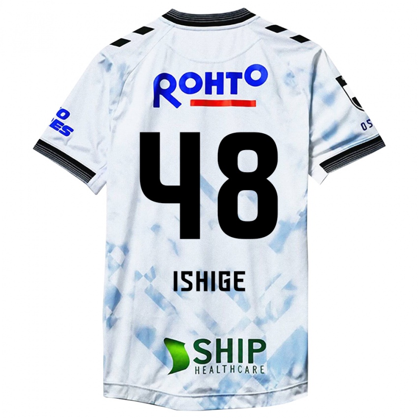 Gyermek Hideki Ishige #48 Fehér Fekete Idegenbeli Jersey 2024/25 Mez Póló Ing