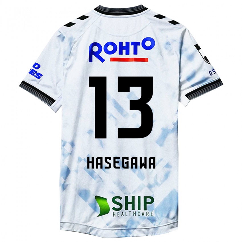 Gyermek Kosei Hasegawa #13 Fehér Fekete Idegenbeli Jersey 2024/25 Mez Póló Ing