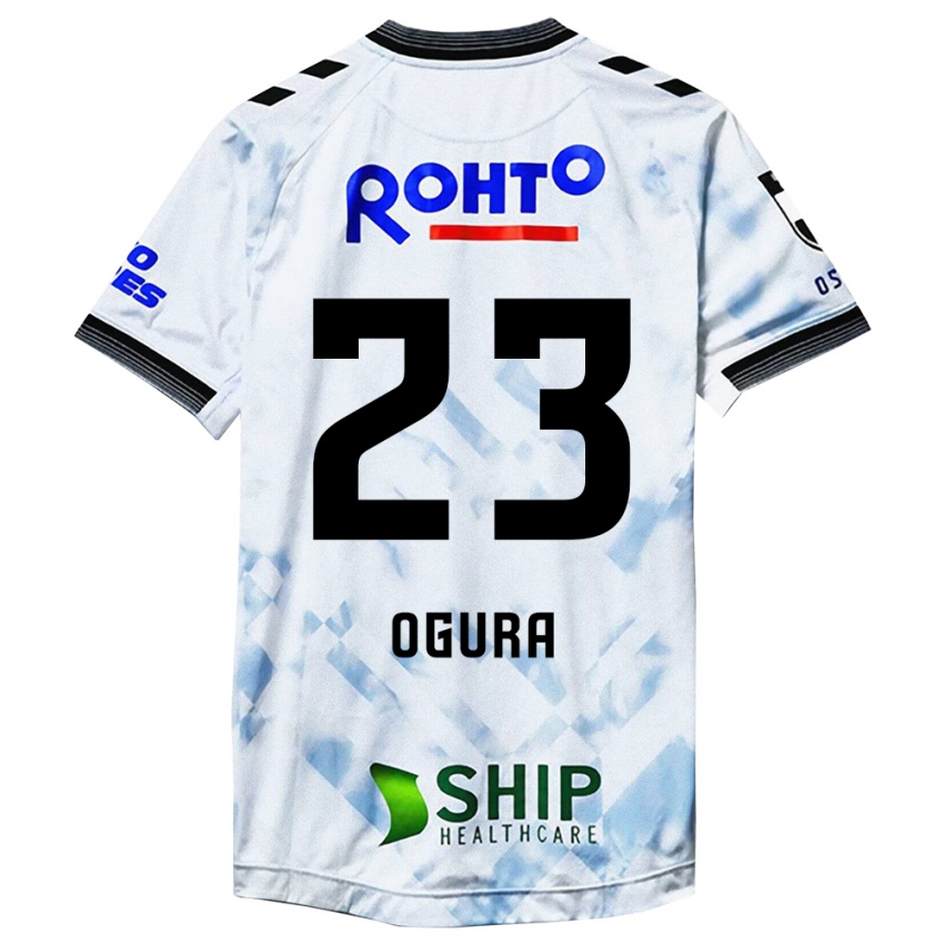 Gyermek Shimpei Ogura #23 Fehér Fekete Idegenbeli Jersey 2024/25 Mez Póló Ing