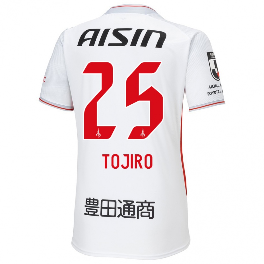 Gyermek Tojiro Kubo #25 Fehér Sárga Piros Idegenbeli Jersey 2024/25 Mez Póló Ing