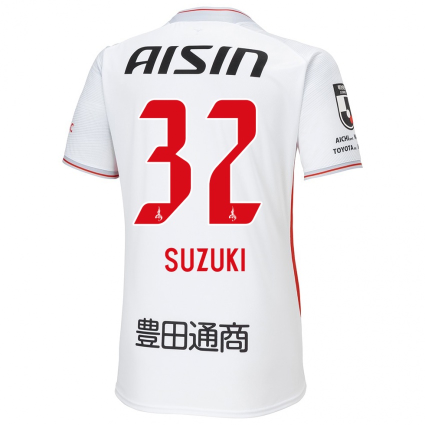 Gyermek Haruto Suzuki #32 Fehér Sárga Piros Idegenbeli Jersey 2024/25 Mez Póló Ing