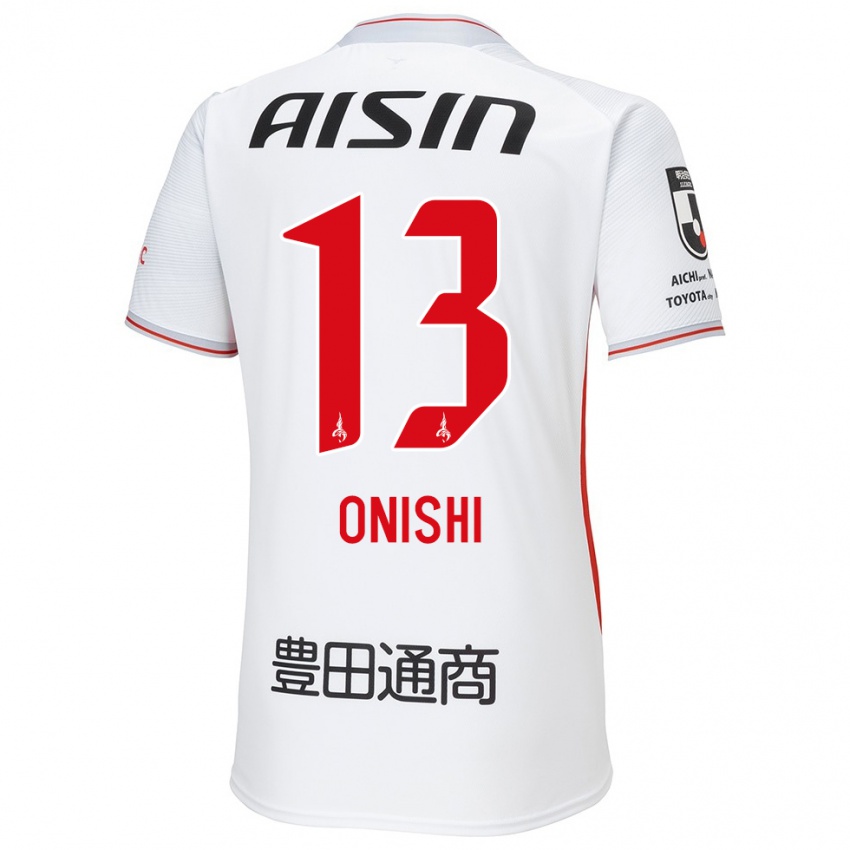 Gyermek Ritsu Onishi #13 Fehér Sárga Piros Idegenbeli Jersey 2024/25 Mez Póló Ing