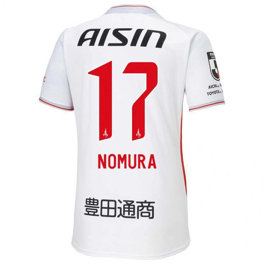 Gyermek Yuto Nomura #17 Fehér Sárga Piros Idegenbeli Jersey 2024/25 Mez Póló Ing