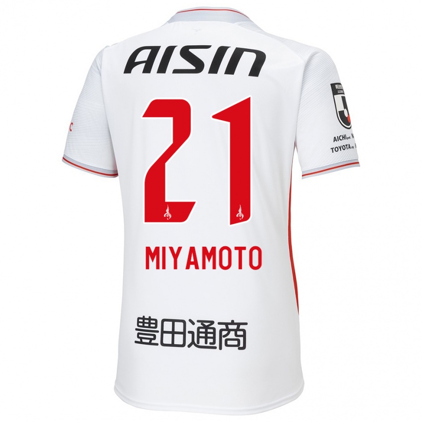 Gyermek Kodai Miyamoto #21 Fehér Sárga Piros Idegenbeli Jersey 2024/25 Mez Póló Ing