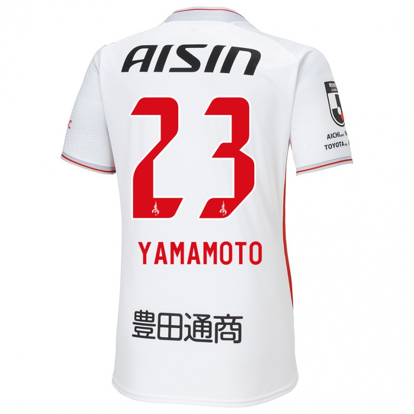 Gyermek Haruki Yamamoto #23 Fehér Sárga Piros Idegenbeli Jersey 2024/25 Mez Póló Ing