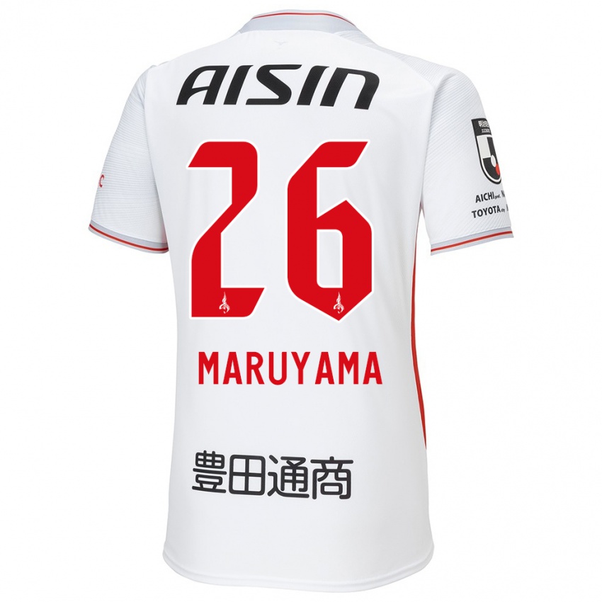 Gyermek Serato Maruyama #26 Fehér Sárga Piros Idegenbeli Jersey 2024/25 Mez Póló Ing