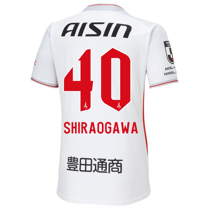 Gyermek Rekuto Shiraogawa #40 Fehér Sárga Piros Idegenbeli Jersey 2024/25 Mez Póló Ing