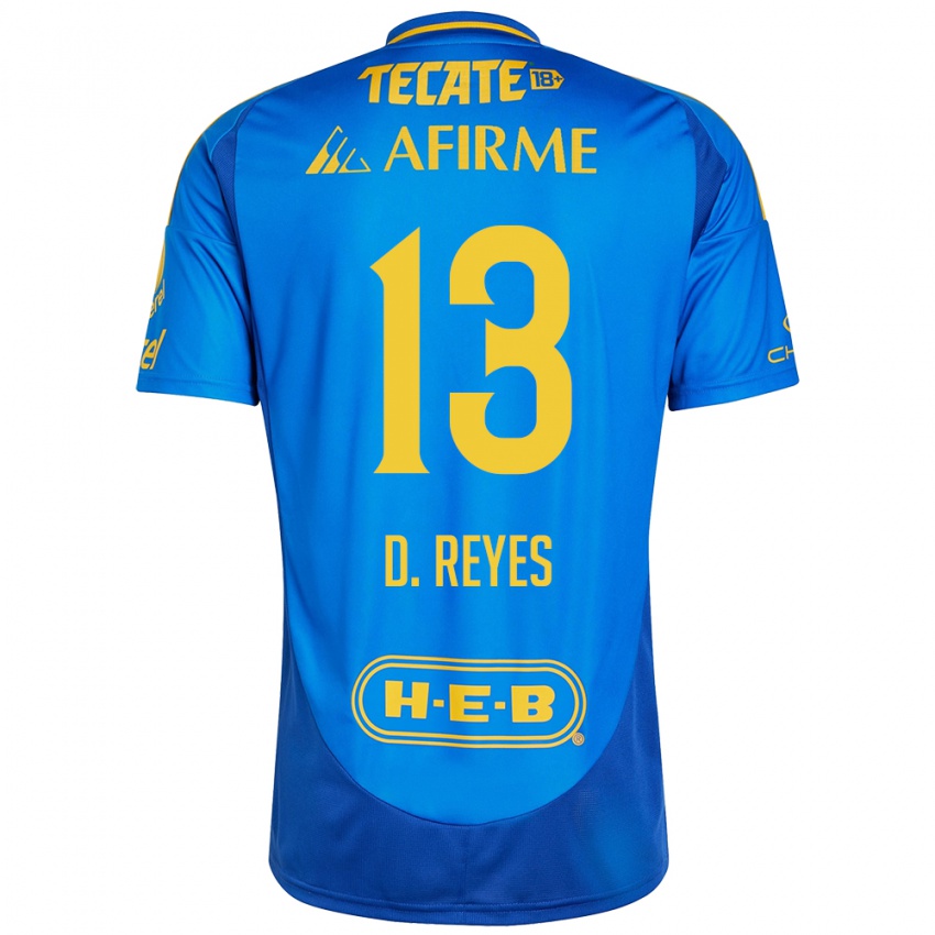 Gyermek Diego Reyes #13 Kék Sárga Idegenbeli Jersey 2024/25 Mez Póló Ing