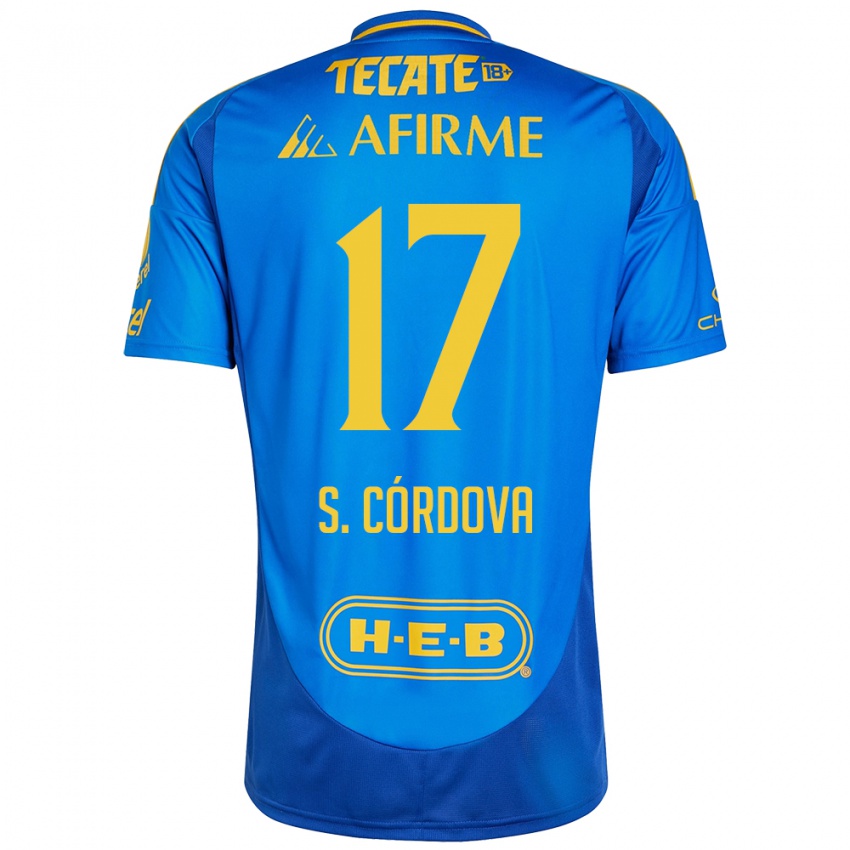 Gyermek Sebastian Cordova #17 Kék Sárga Idegenbeli Jersey 2024/25 Mez Póló Ing