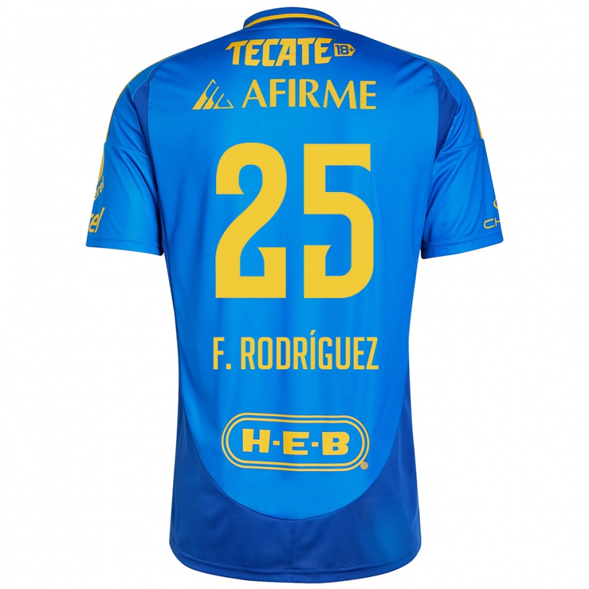 Gyermek Felipe Rodríguez #25 Kék Sárga Idegenbeli Jersey 2024/25 Mez Póló Ing