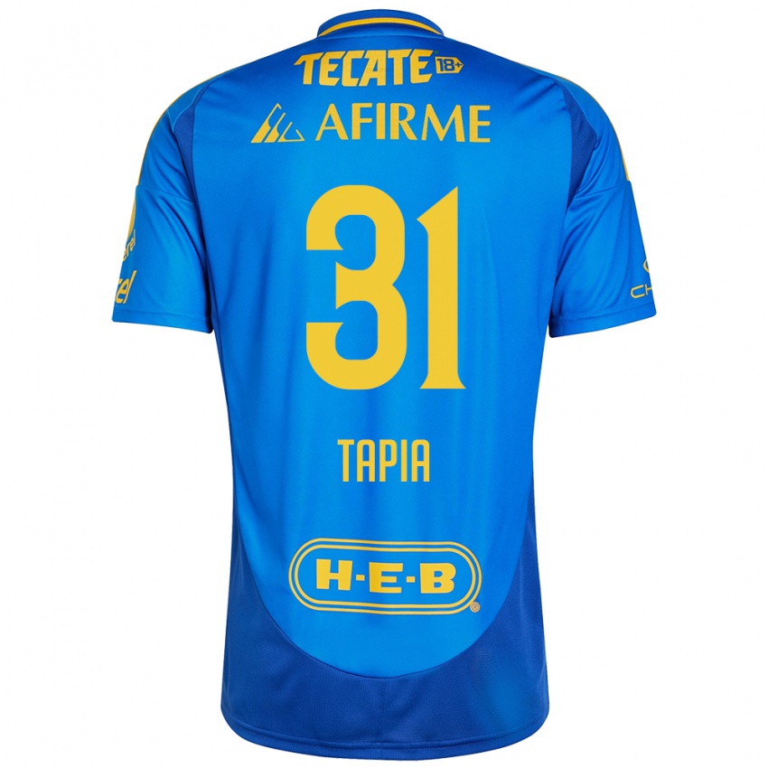 Gyermek Fernando Tapia #31 Kék Sárga Idegenbeli Jersey 2024/25 Mez Póló Ing