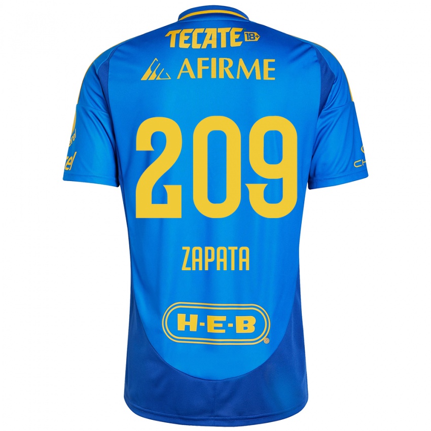 Gyermek Jorge Zapata #209 Kék Sárga Idegenbeli Jersey 2024/25 Mez Póló Ing