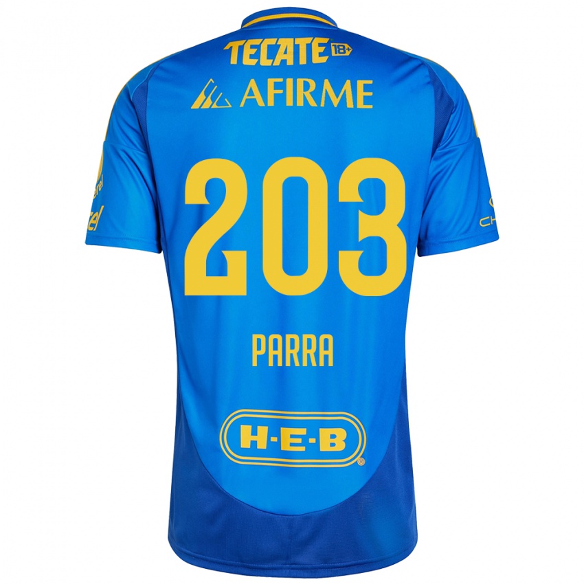 Gyermek Bernardo Parra #203 Kék Sárga Idegenbeli Jersey 2024/25 Mez Póló Ing