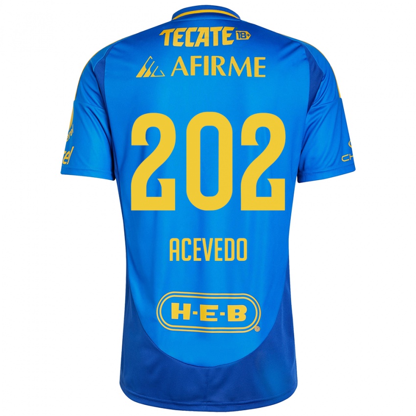 Gyermek José Acevedo #202 Kék Sárga Idegenbeli Jersey 2024/25 Mez Póló Ing