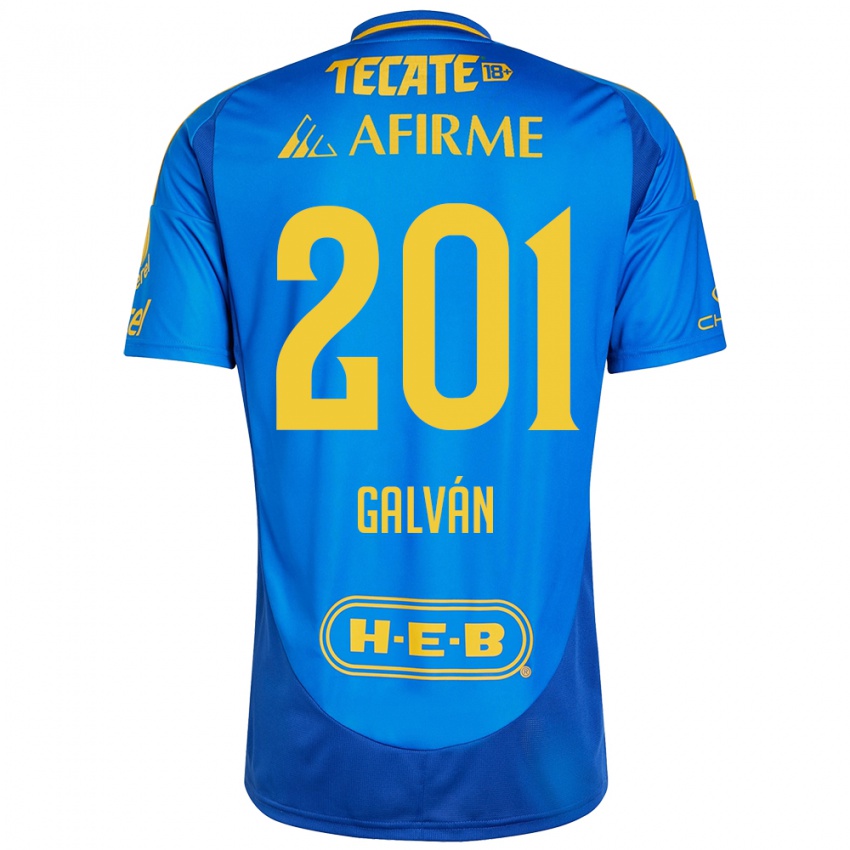 Gyermek Isac Galván #201 Kék Sárga Idegenbeli Jersey 2024/25 Mez Póló Ing