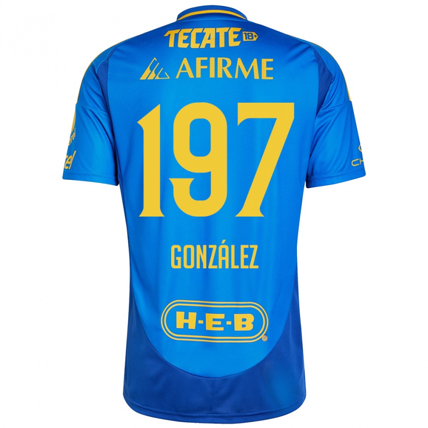 Gyermek Germán González #197 Kék Sárga Idegenbeli Jersey 2024/25 Mez Póló Ing