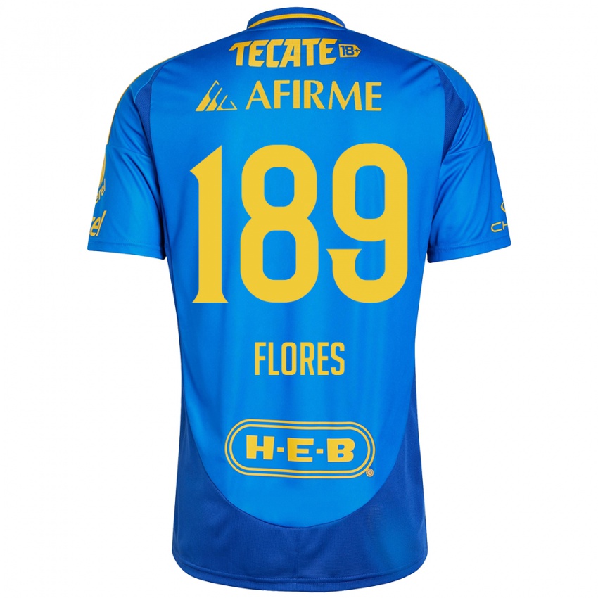 Gyermek Rolando Flores #189 Kék Sárga Idegenbeli Jersey 2024/25 Mez Póló Ing