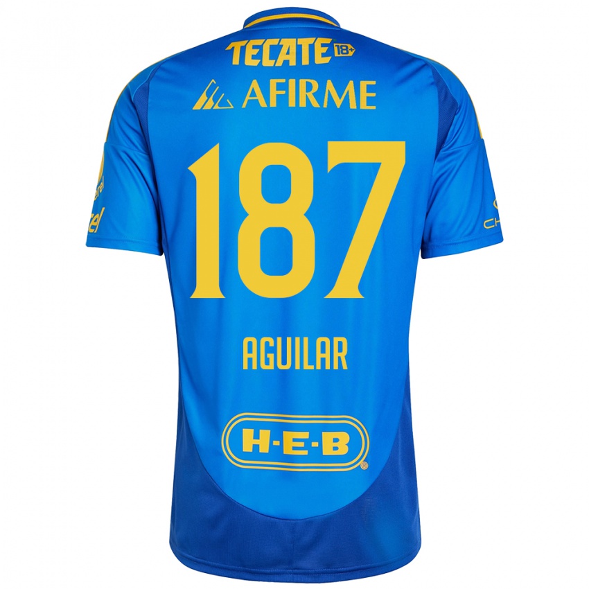 Gyermek Manuel Aguilar #187 Kék Sárga Idegenbeli Jersey 2024/25 Mez Póló Ing