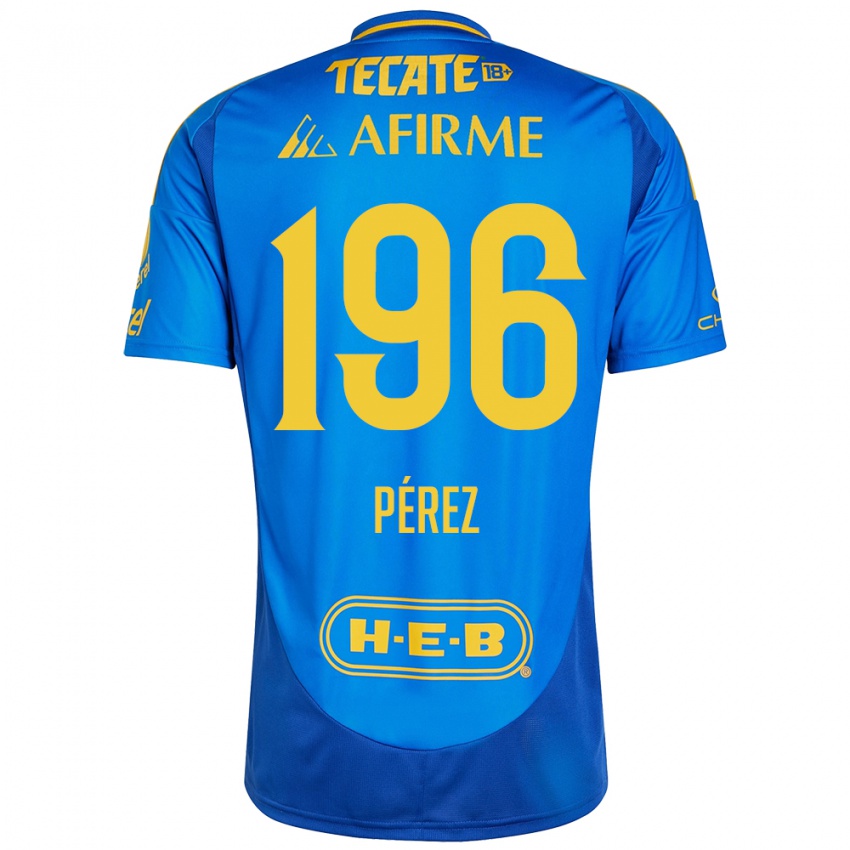 Gyermek Axel Pérez #196 Kék Sárga Idegenbeli Jersey 2024/25 Mez Póló Ing