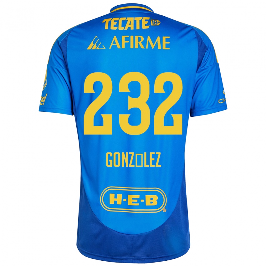 Gyermek César González #232 Kék Sárga Idegenbeli Jersey 2024/25 Mez Póló Ing