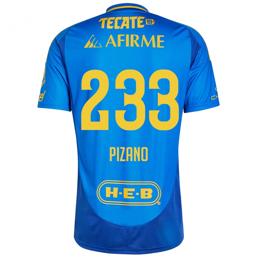 Gyermek Juan Pizano #233 Kék Sárga Idegenbeli Jersey 2024/25 Mez Póló Ing