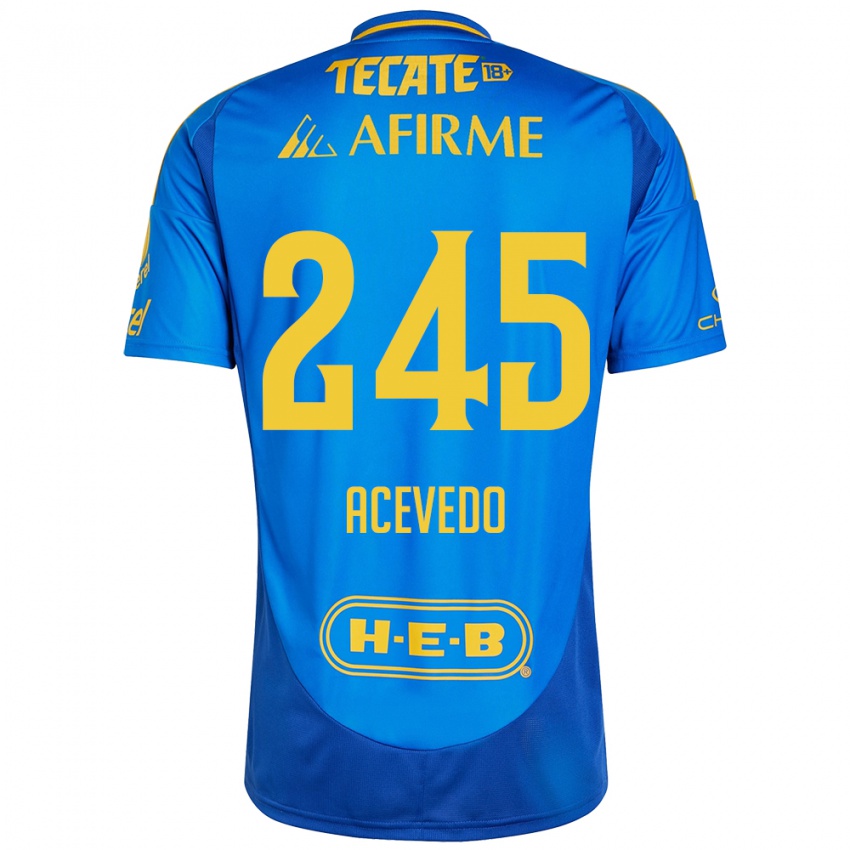 Gyermek Kevin Acevedo #245 Kék Sárga Idegenbeli Jersey 2024/25 Mez Póló Ing