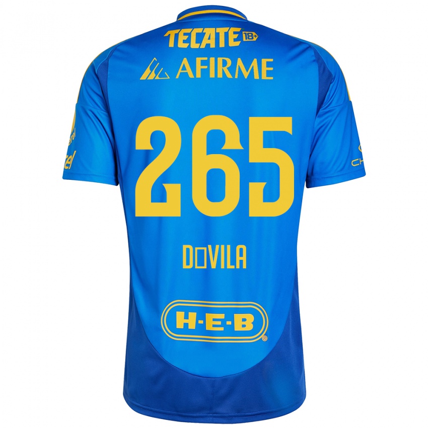 Gyermek Emiliano Dávila #265 Kék Sárga Idegenbeli Jersey 2024/25 Mez Póló Ing