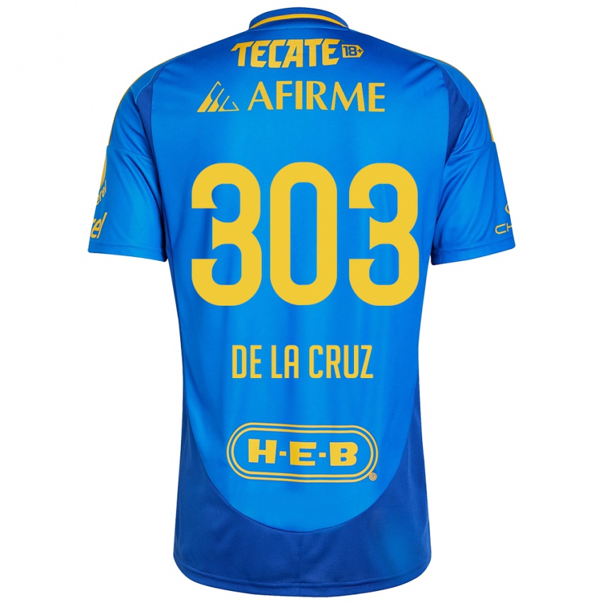 Gyermek Erick De La Cruz #303 Kék Sárga Idegenbeli Jersey 2024/25 Mez Póló Ing