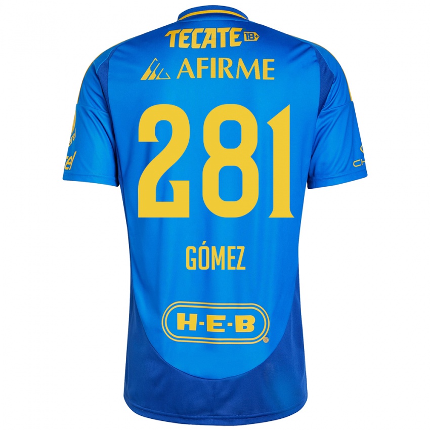 Gyermek Luis Gómez #281 Kék Sárga Idegenbeli Jersey 2024/25 Mez Póló Ing