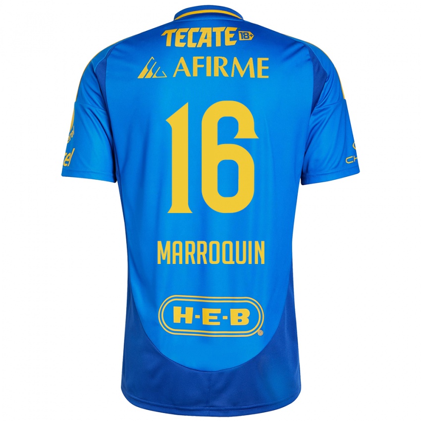 Gyermek Ammanda Marroquin #16 Kék Sárga Idegenbeli Jersey 2024/25 Mez Póló Ing