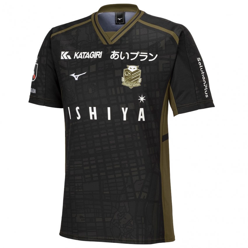 Gyermek Yamato Okada #28 Fekete Zöld Idegenbeli Jersey 2024/25 Mez Póló Ing