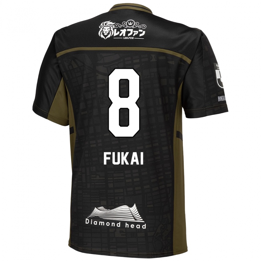 Gyermek Kazuki Fukai #8 Fekete Zöld Idegenbeli Jersey 2024/25 Mez Póló Ing