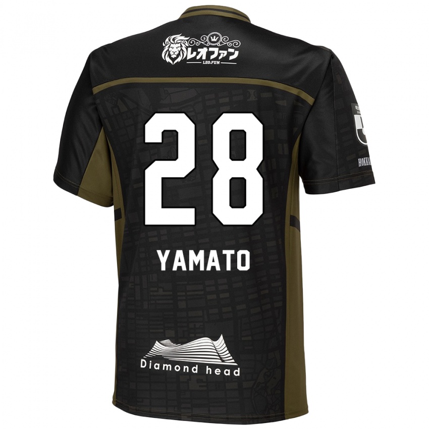 Gyermek Yamato Okada #28 Fekete Zöld Idegenbeli Jersey 2024/25 Mez Póló Ing