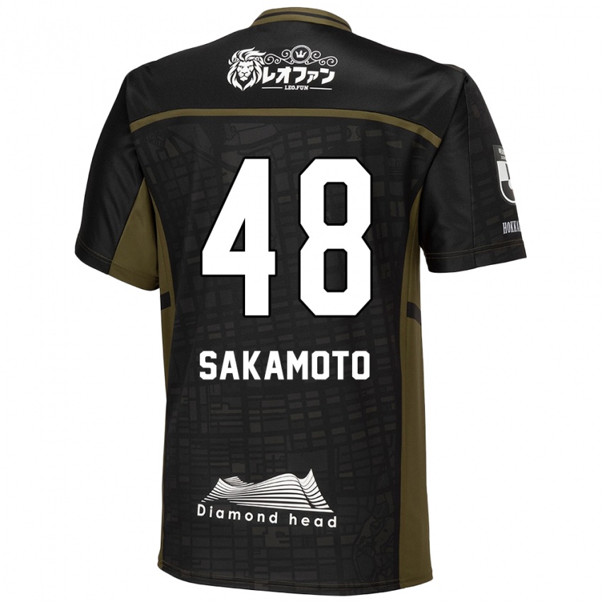 Gyermek Kanta Sakamoto #48 Fekete Zöld Idegenbeli Jersey 2024/25 Mez Póló Ing