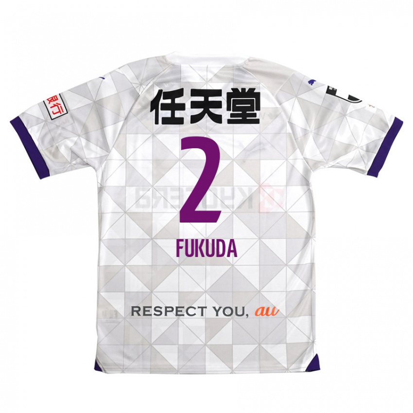 Gyermek Shinnosuke Fukuda #2 Fehér Lila Idegenbeli Jersey 2024/25 Mez Póló Ing