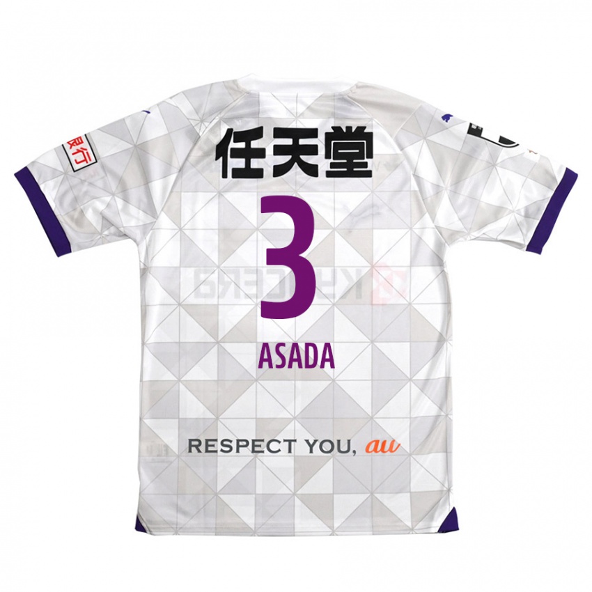 Gyermek Shogo Asada #3 Fehér Lila Idegenbeli Jersey 2024/25 Mez Póló Ing