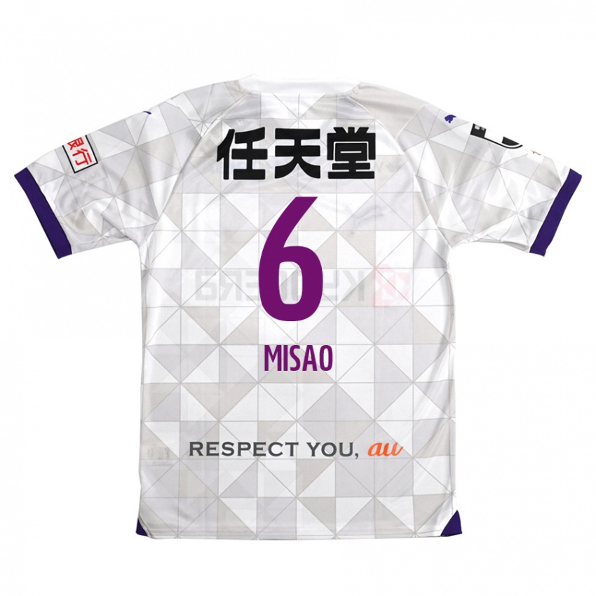 Gyermek Yuto Misao #6 Fehér Lila Idegenbeli Jersey 2024/25 Mez Póló Ing