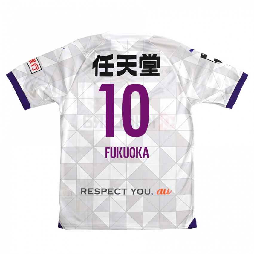 Gyermek Shimpei Fukuoka #10 Fehér Lila Idegenbeli Jersey 2024/25 Mez Póló Ing