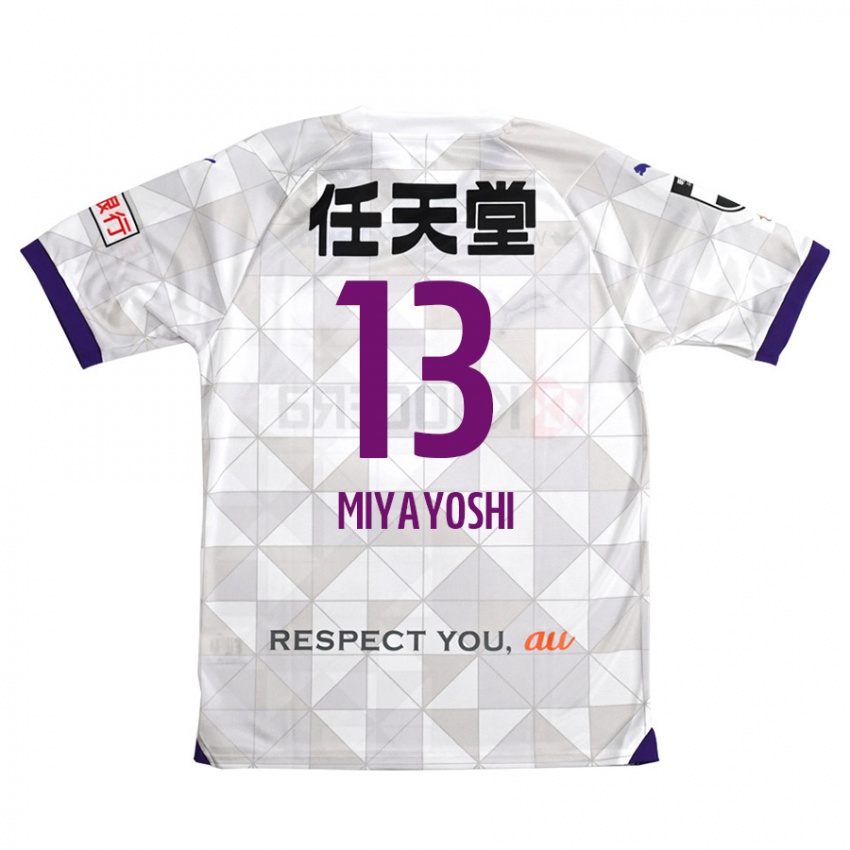 Gyermek Takumi Miyayoshi #13 Fehér Lila Idegenbeli Jersey 2024/25 Mez Póló Ing