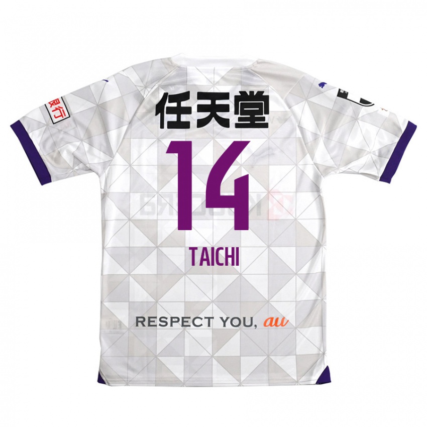 Gyermek Taichi Hara #14 Fehér Lila Idegenbeli Jersey 2024/25 Mez Póló Ing