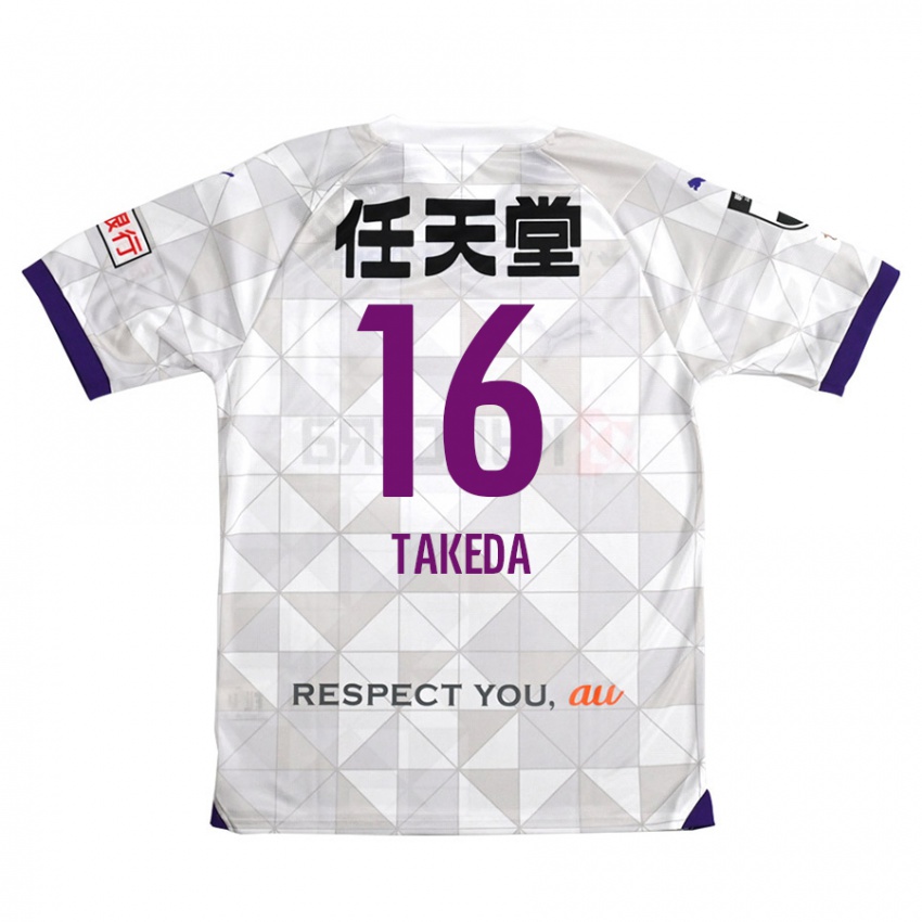 Gyermek Shohei Takeda #16 Fehér Lila Idegenbeli Jersey 2024/25 Mez Póló Ing