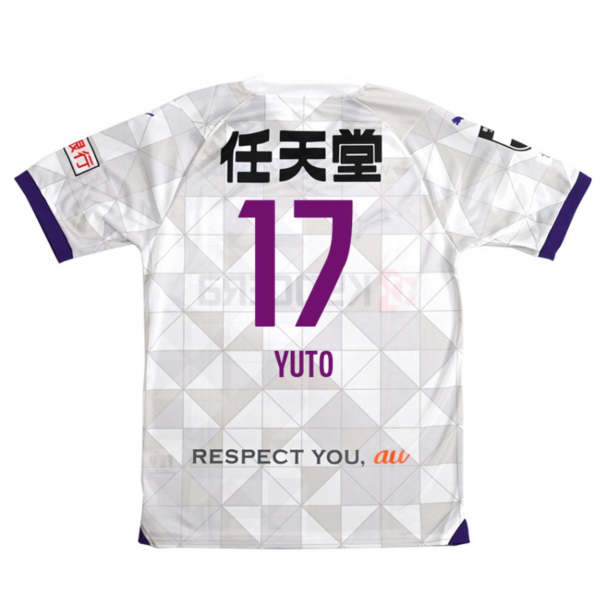 Gyermek Yuto Anzai #17 Fehér Lila Idegenbeli Jersey 2024/25 Mez Póló Ing