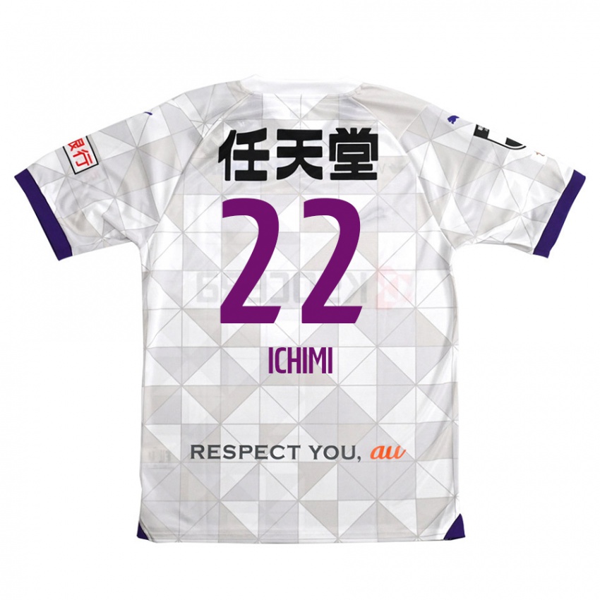 Gyermek Kazunari Ichimi #22 Fehér Lila Idegenbeli Jersey 2024/25 Mez Póló Ing