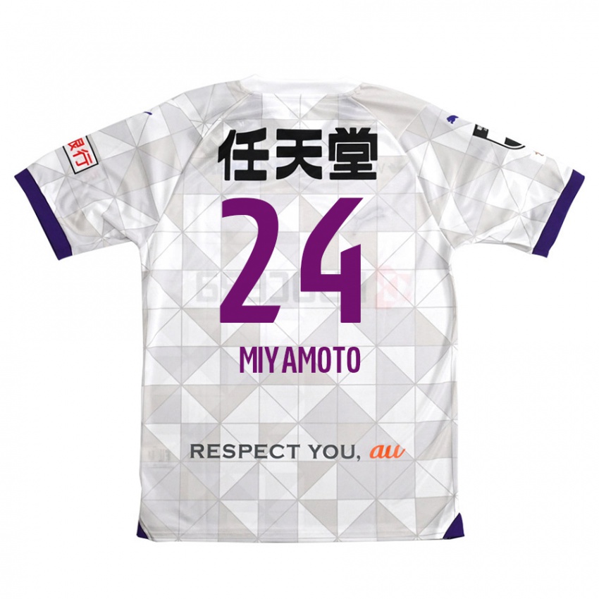 Gyermek Yuta Miyamoto #24 Fehér Lila Idegenbeli Jersey 2024/25 Mez Póló Ing