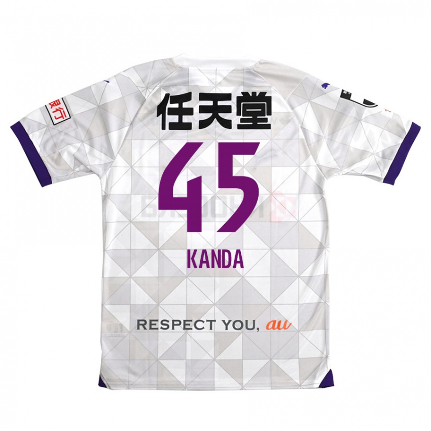 Gyermek Kotaro Kanda #45 Fehér Lila Idegenbeli Jersey 2024/25 Mez Póló Ing