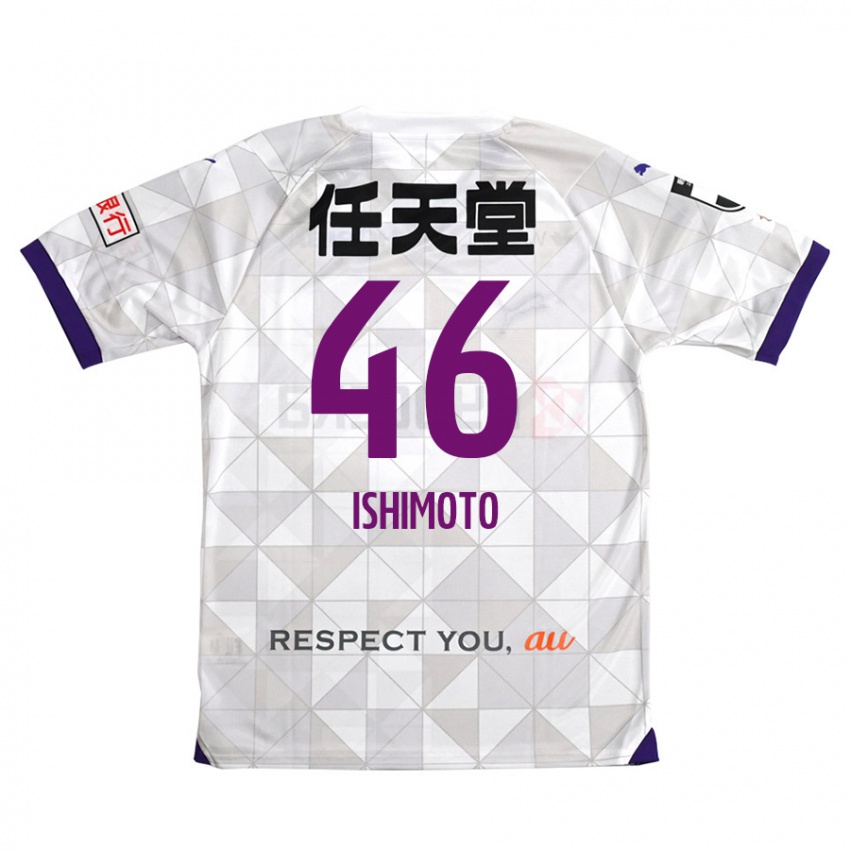 Gyermek Taiga Ishimoto #46 Fehér Lila Idegenbeli Jersey 2024/25 Mez Póló Ing